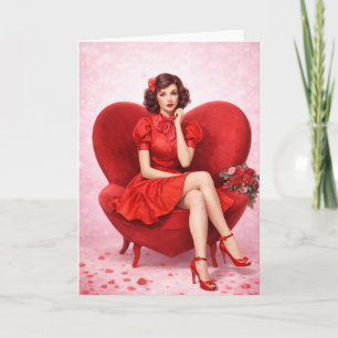 Romantische Retro Liefdeskaart -Vintage Valentijns Kaart