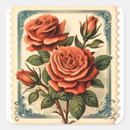 Romantische Retro Postzegel Stickers