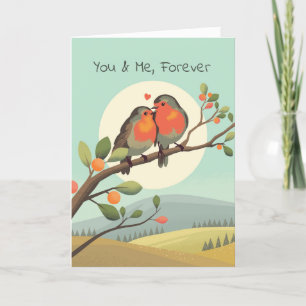 Romantische Robins op een Tree Branch Valentijnsda Feestdagen Kaart