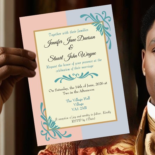 Romantische rococo bloemenbruiloft kaart