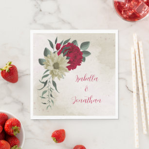 romantische rode & bleke gele bloemen servet