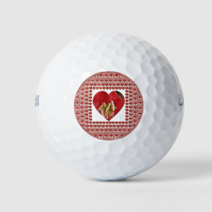 Romantische rode bloem hart ontwerp 4 speciale mom golfballen