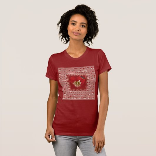 Romantische rode bloem hart ontwerp 4 speciale mom t-shirt (Voorkant volledig)