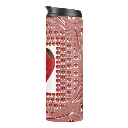 Romantische rode bloem hart ontwerp 4 speciale mom thermosbeker (Geroteerd rechts)