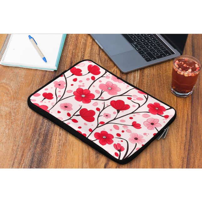 Romantische rode bloem laptop sleeve (Creator heeft geüpload)