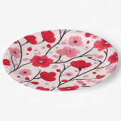 Romantische rode bloem papieren bordje (Gekanteld)