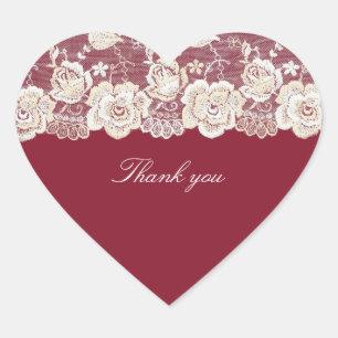 Romantische rode bloemsluiers bruiloftsdouche hart sticker