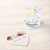 Romantische rode blush roze rozen bruiloft kartonnen onderzetters (Insitu)