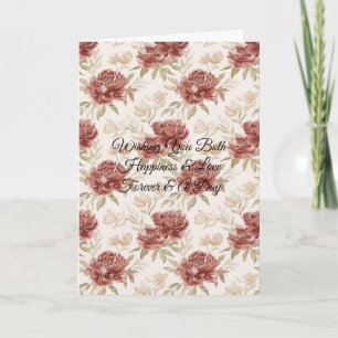 Romantische rode crème bloemen bruiloft kaart