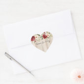 Romantische rode crème Rozen Faux hout bruiloft Hart Sticker (Envelop)