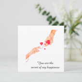 "Romantische rode draad van het lot handen en hart Kaart (Staand voorkant)