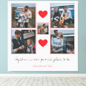 Romantische rode harten koppel fotocollage canvas afdruk (Insitu (Houten vloer))