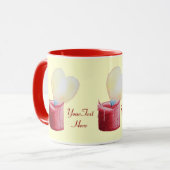 romantische rode hartvormige vlamkaars mok (Voorkant links)