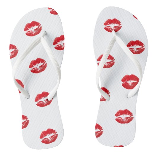 Romantische rode lippen kussen teenslippers (Voetbed)