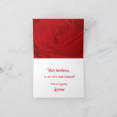 Romantische rode roos bedankkaart (Binnen)