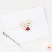 Romantische Rode Roos Bewaar de Datum Hart Sticker (Envelop)