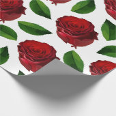 Romantische Rode Roos Bloem Botanisch Cadeaupapier (Hoek)
