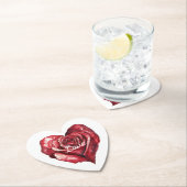 Romantische Rode Roos Bloemen Hart Huwelijk Kartonnen Onderzetters (Insitu)