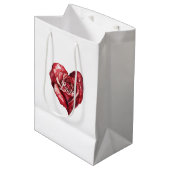 Romantische rode roos bloemenhart medium cadeauzakje (Voorkant Gekanteld)