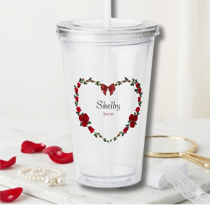 Romantische Rode Roos Bruid Wordt Acryl Tumbler Drinkbeker