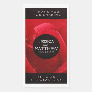 Romantische Rode Roze Florale bruiloft Servet