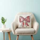 Romantische rode roze patchwork linten boog tekeni kussen (Stoel)