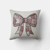 Romantische rode roze patchwork linten boog tekeni kussen (Achterkant)