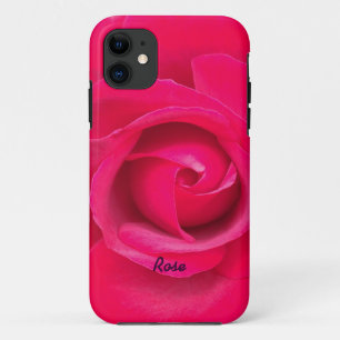 Romantische Rode Roze Roos Gepersonaliseerd iPhone 11 Hoesje