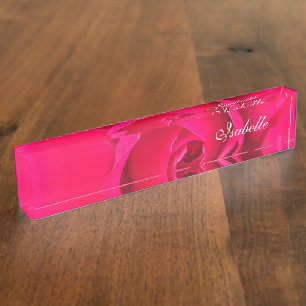 Romantische rode roze roos gepersonaliseerd v2 bur naambordje