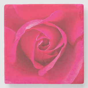 Romantische rode roze roos v2 stenen onderzetter