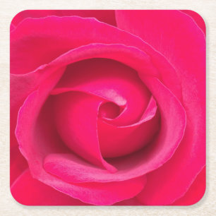Romantische rode roze roos vierkante kartonnen onderzetter