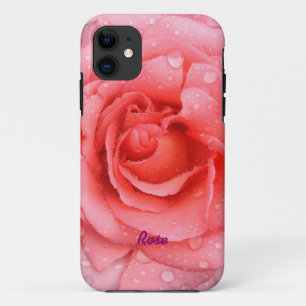 Romantische rode roze rozenwaterdruppels gepersona iPhone 11 hoesje
