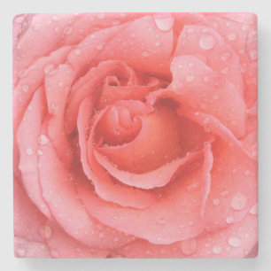 Romantische rode roze waterdruppels stenen onderzetter