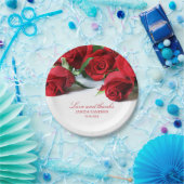 Romantische rode rozen aangepaste namen bruiloft papieren bordje (Feest)