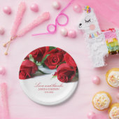 Romantische rode rozen aangepaste namen bruiloft papieren bordje (Feest)