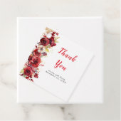 Romantische rode rozen bloemenbruiloft bedankjes labels (In situ)