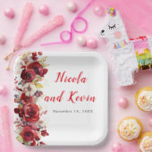 Romantische rode rozen bloemenbruiloft papieren bordje (Feest)