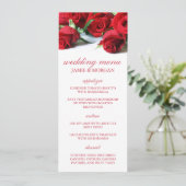 Romantische rode rozen bruiloft menu (Staand voorkant)