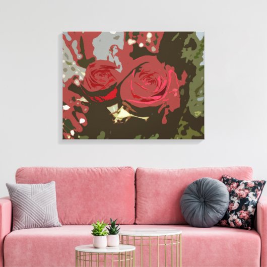 Romantische rode rozen digitale kunst verpakt canv canvas afdruk (Insitu (Woonkamer))