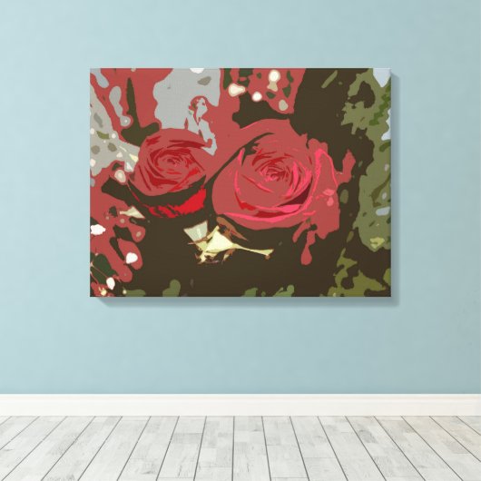 Romantische rode rozen digitale kunst verpakt canv canvas afdruk (Insitu (Houten vloer))