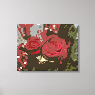 Romantische rode rozen digitale kunst verpakt canv canvas afdruk