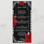 Romantische rode rozen en diamanten bruiloft menu (Voorkant)