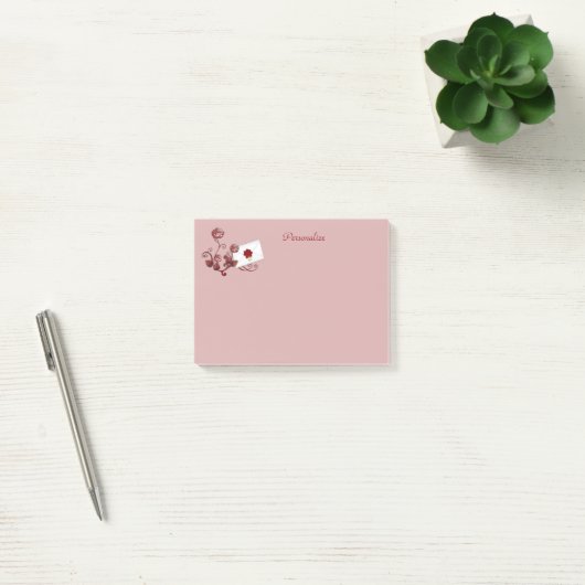 Romantische rode rozen en envelopzegel personalise post-it® notes (Kantoor)