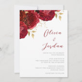 Romantische rode rozen & gouden bruiloft kaart (Voorkant)