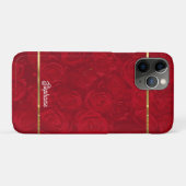 Romantische rode rozen gouden strepen accent Case-Mate iPhone case (Achterkant (horizontaal))