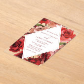 Romantische rode rozen moderne bruiloft acryl uitnodigingen (Laagn)