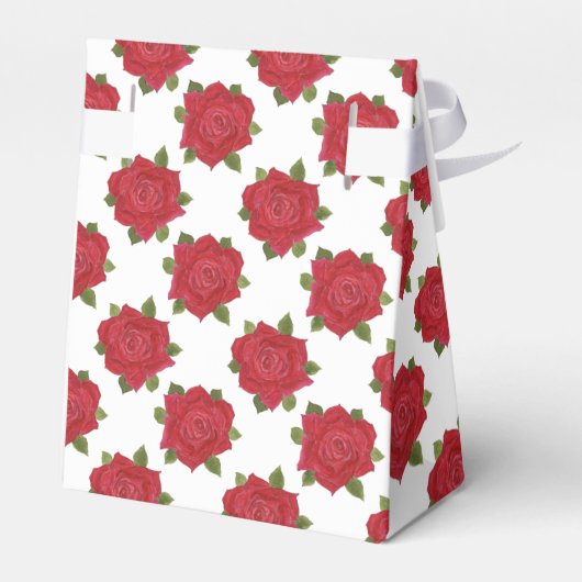 Romantische rode rozen op witte aangepaste tent fa bedankdoosjes (Achterkant)