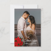 Romantische Rode Rozen Passen getrouwd Fotobruilof Bedankkaart (Voorkant)