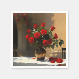 Romantische rode rozen servet