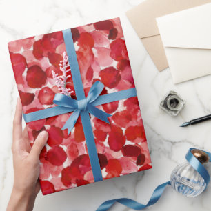 Romantische Rode Rozenblaadjes Bloemachtige Bruilo Cadeaupapier